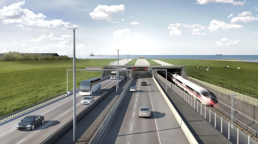 An 18 km long underwater tunnel is being built between Denmark and Germany