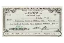 A $175 check from Apple Computer Company signed by Steve Jobs sold at auction for over $100,000