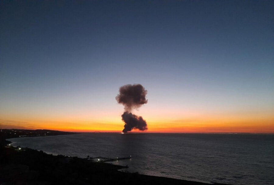 The Crimean bridge was damaged. There was a big fire on the bridge, there are signs of collapse