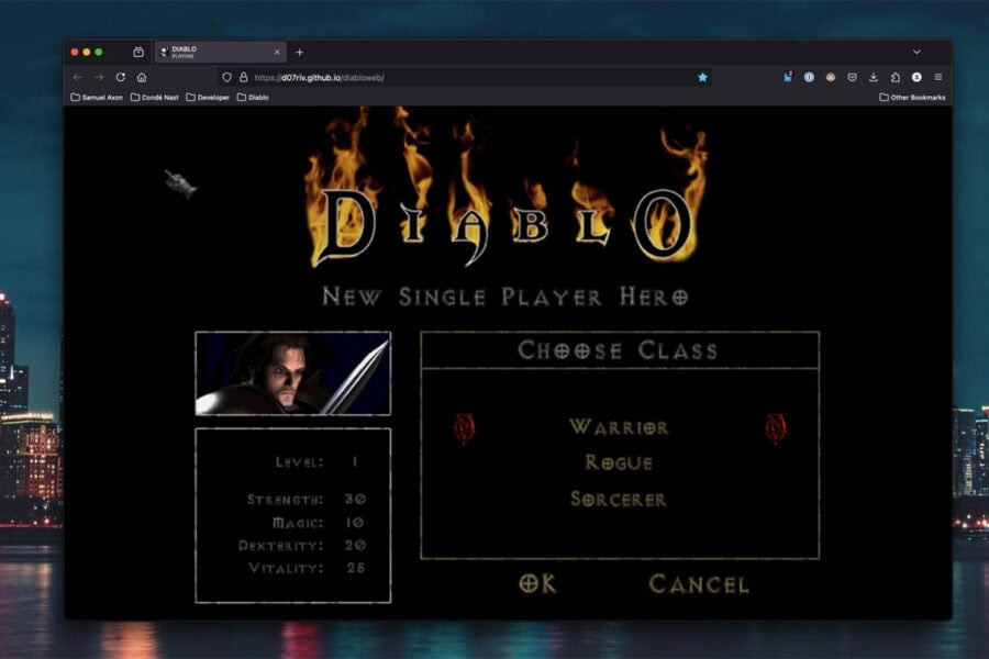 Diablo can be fully played in a browser