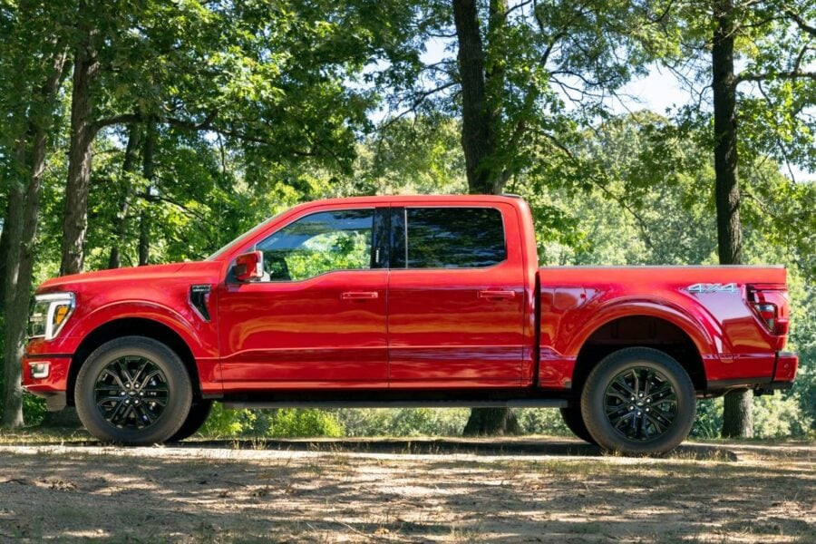 The updated Ford F-150 pickup truck has a door in the door