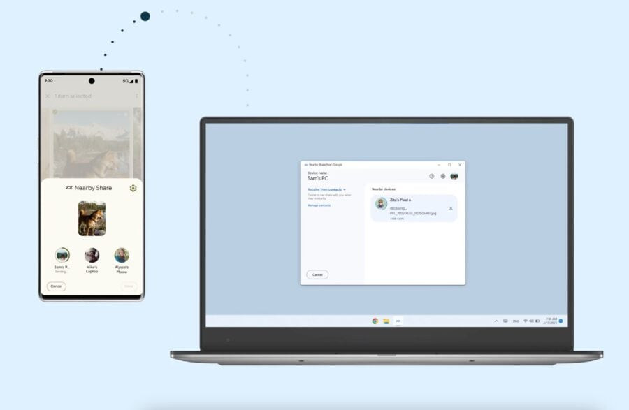 Google has officially launched Nearby Share for Windows, sharing files between PC and Android should become easier