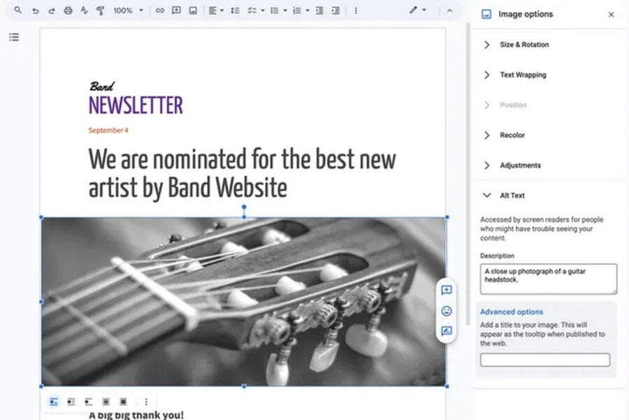 An update to Google Workspace has made it easier to add alt text