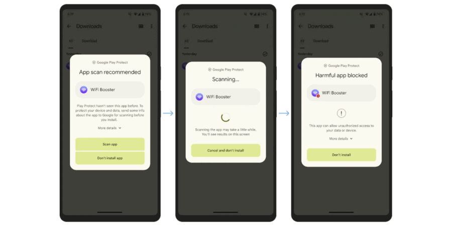 Google Play will scan apps downloaded from outside the official store before installing them