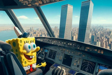 Bing users created an image of the 9/11 attack - but the plane is piloted by cartoon characters