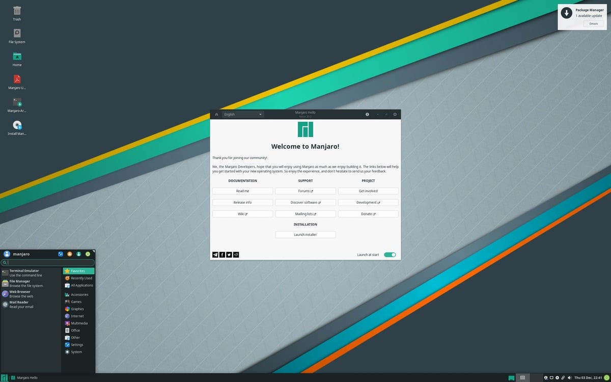 Getting acquainted with Manjaro. First look