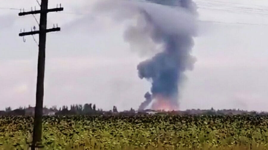 The second hit (presumably) in Crimea - burning warehouses near Dzhankoi