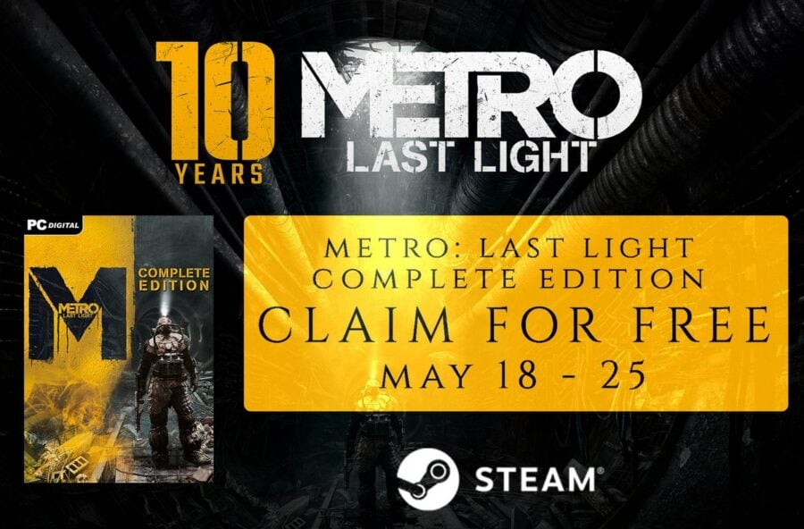 Metro: Last Light will be free on Steam from May 18th to May 25th