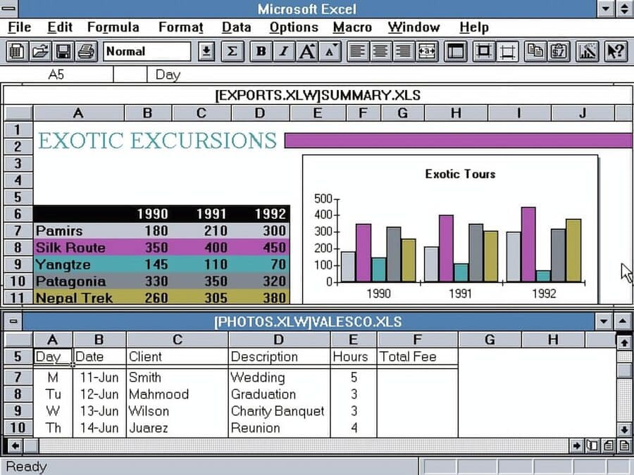 Microsoft Excel 4.0 у рекламі 1992 року