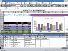 Microsoft Excel 4.0 in an advertisement from 1992