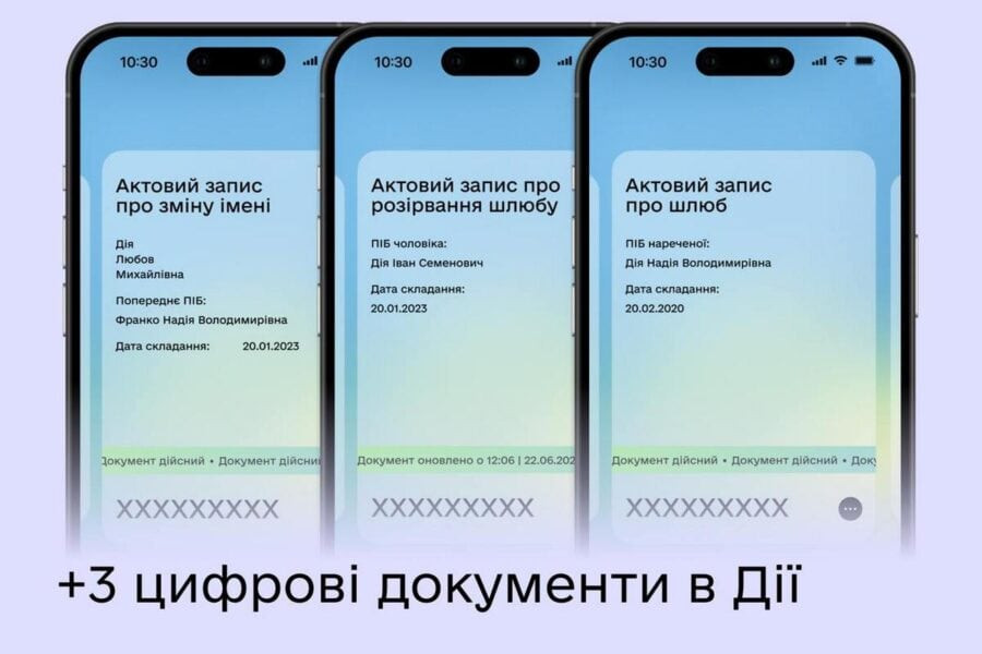 У Дії тепер є свідоцтва про шлюб, розірвання шлюбу та зміну імені