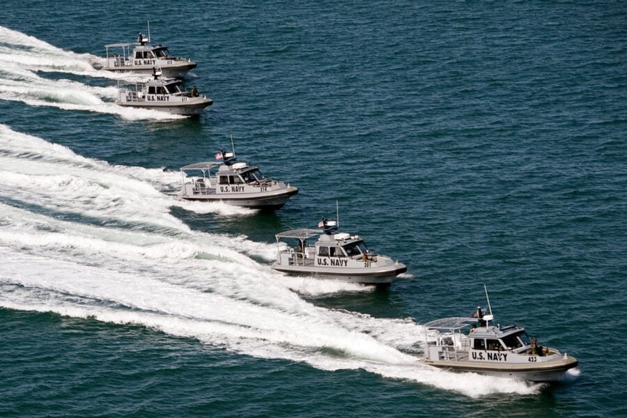 Patrol river boats provided by the United States to Ukraine