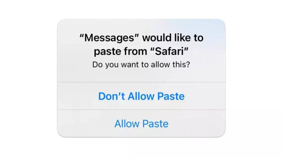 Apple management has confirmed the existence of a bug with permission to paste information in iOS 16