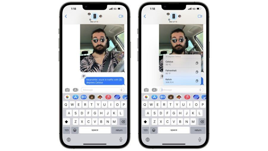 iOS 16 може конвертувати величини, валюти, часові пояси та інше у нативних застосунках