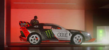 Ken Block continues to destroy the rubber. This time in Las Vegas and on an electric Audi