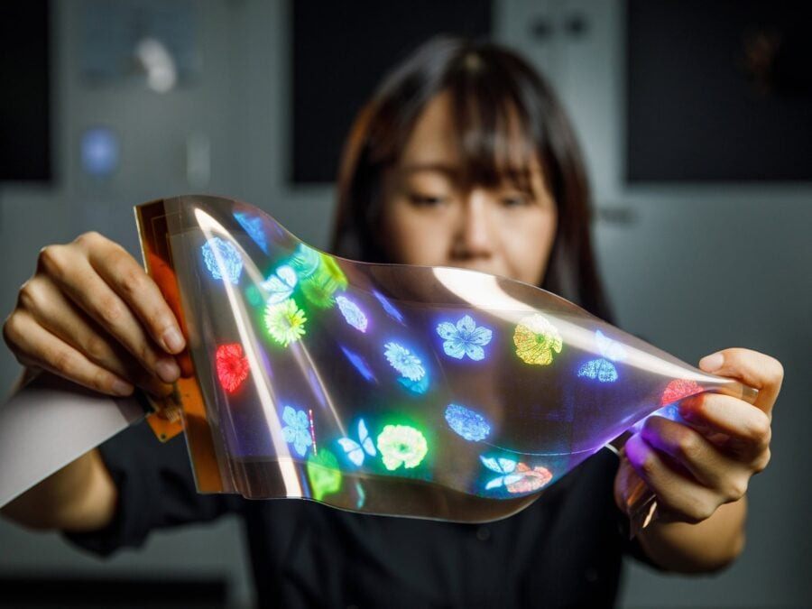 LG Display showed the world's first flexible display that can be stretched