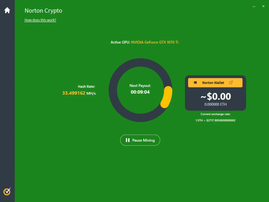 Norton Antivirus встановлює майнер криптовалют на ПК користувачів