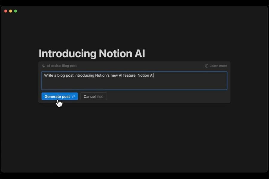 Notion will receive artificial intelligence for automatic text writing