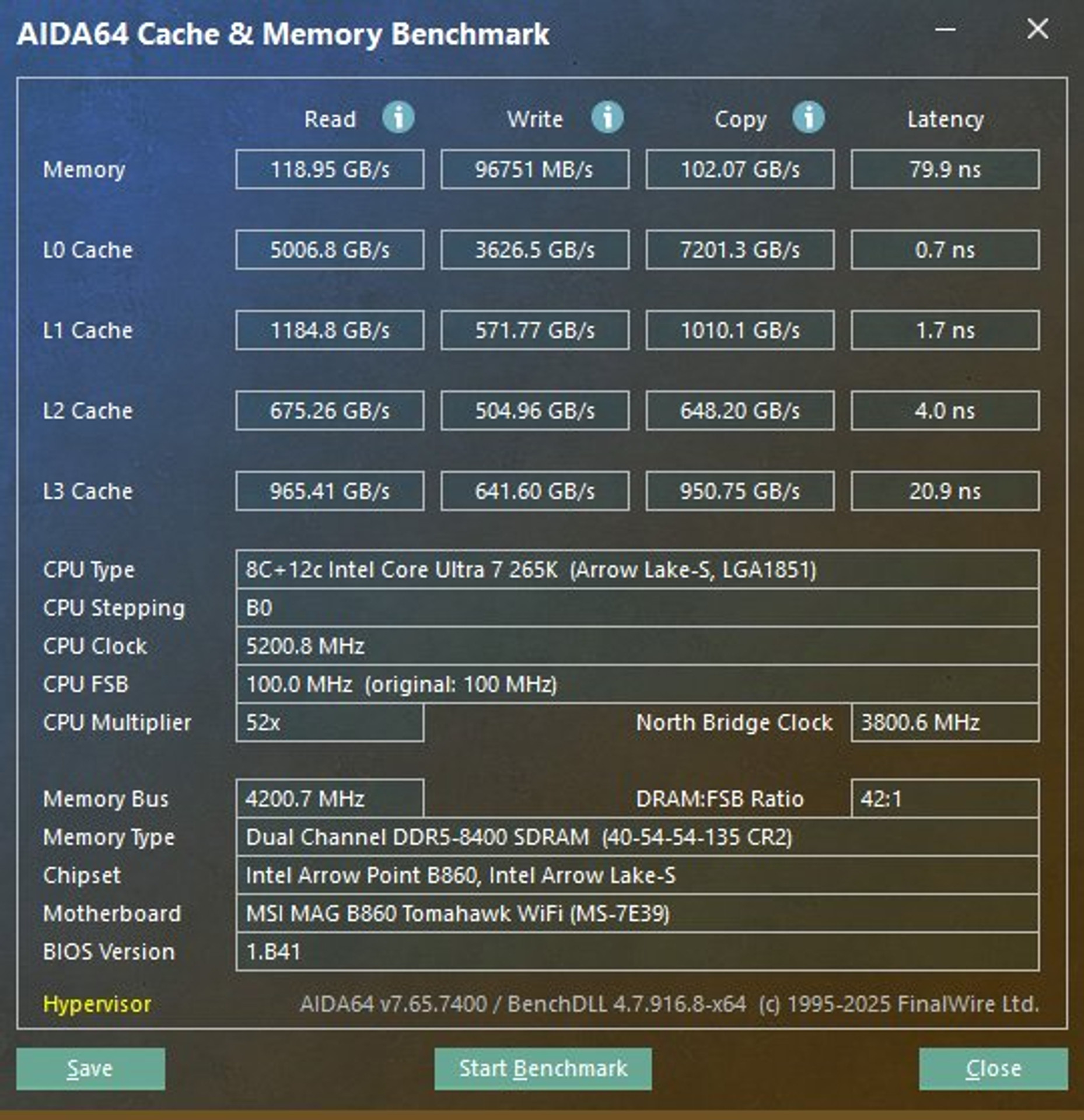 Розгін до DDR5-8400 (40-54-54-135)