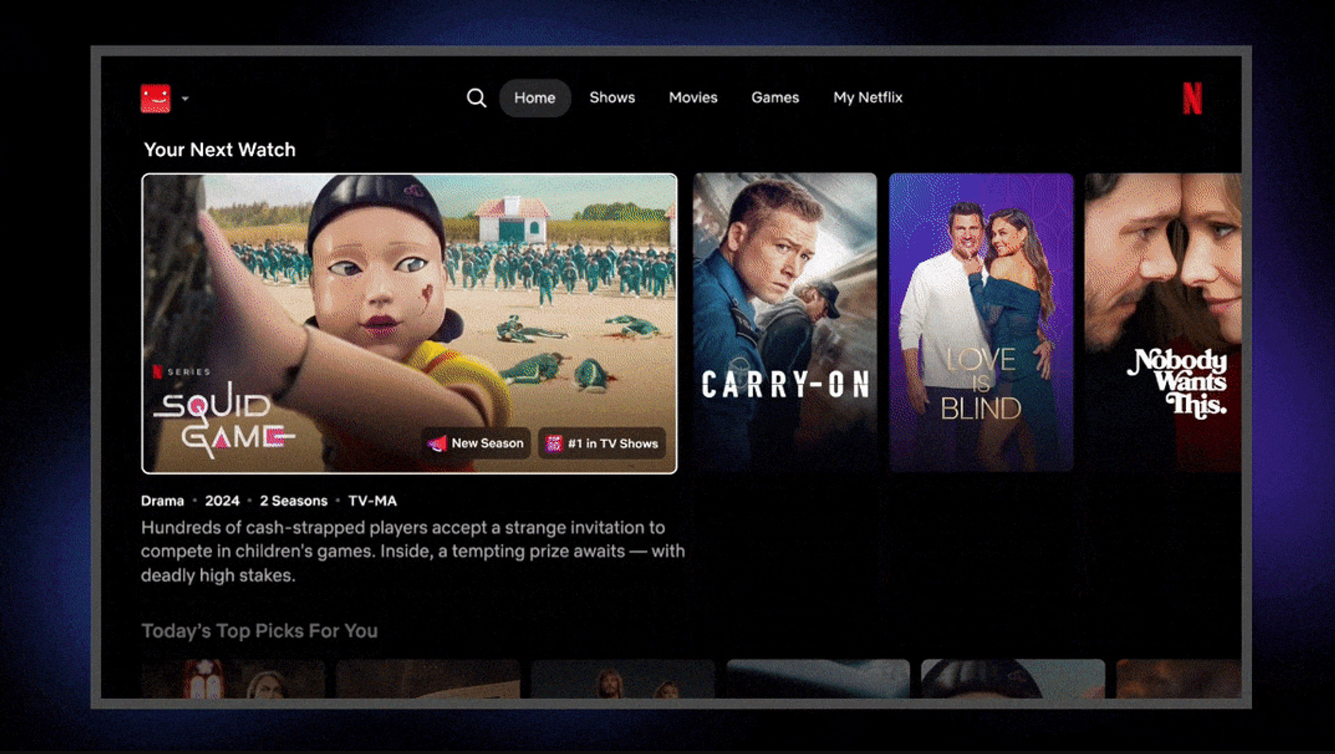 Netflix updates a TV application design and introduces a vertical tape and si on smartphones