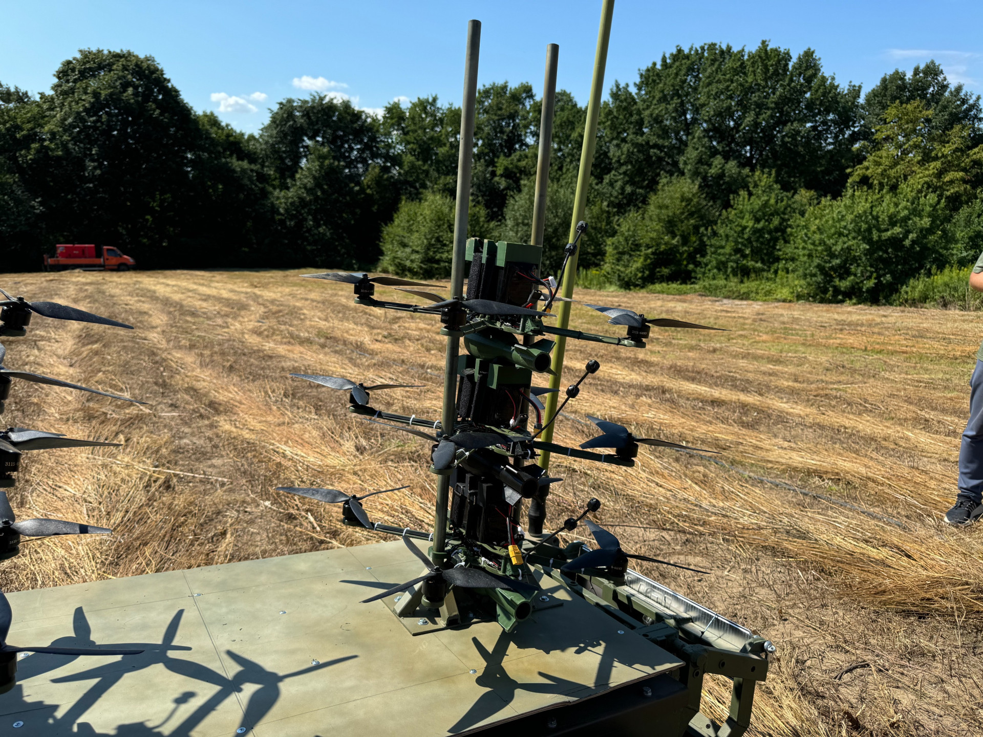 Rack with FPV drones mounted on the Karakurt platform