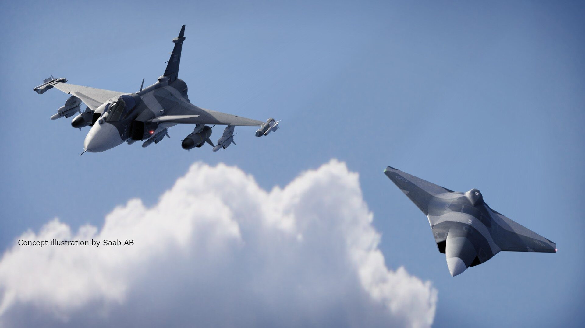 Винищувач JAS 39 Gripen та безпілотник F-series від Saab (концепція)
