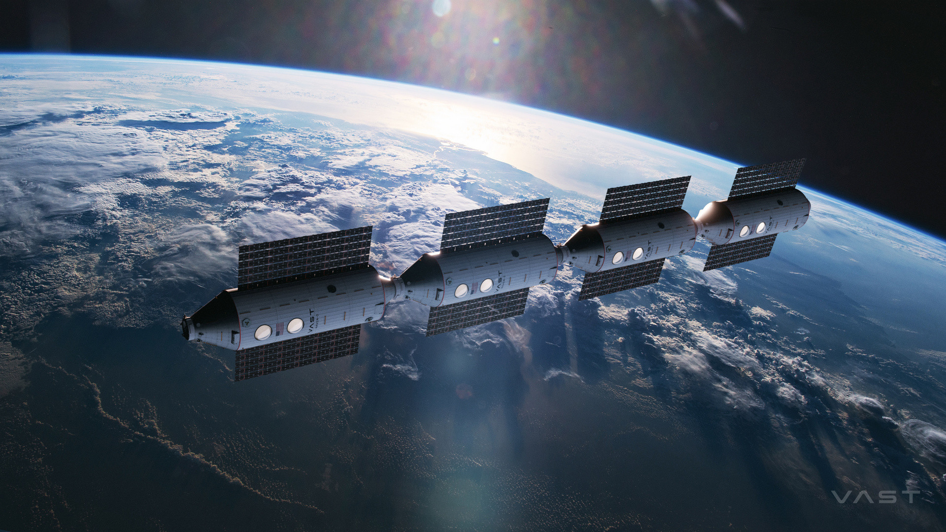 Лінійна конфігурація Haven-2 з чотирма модулями, рендер, 2024 рік