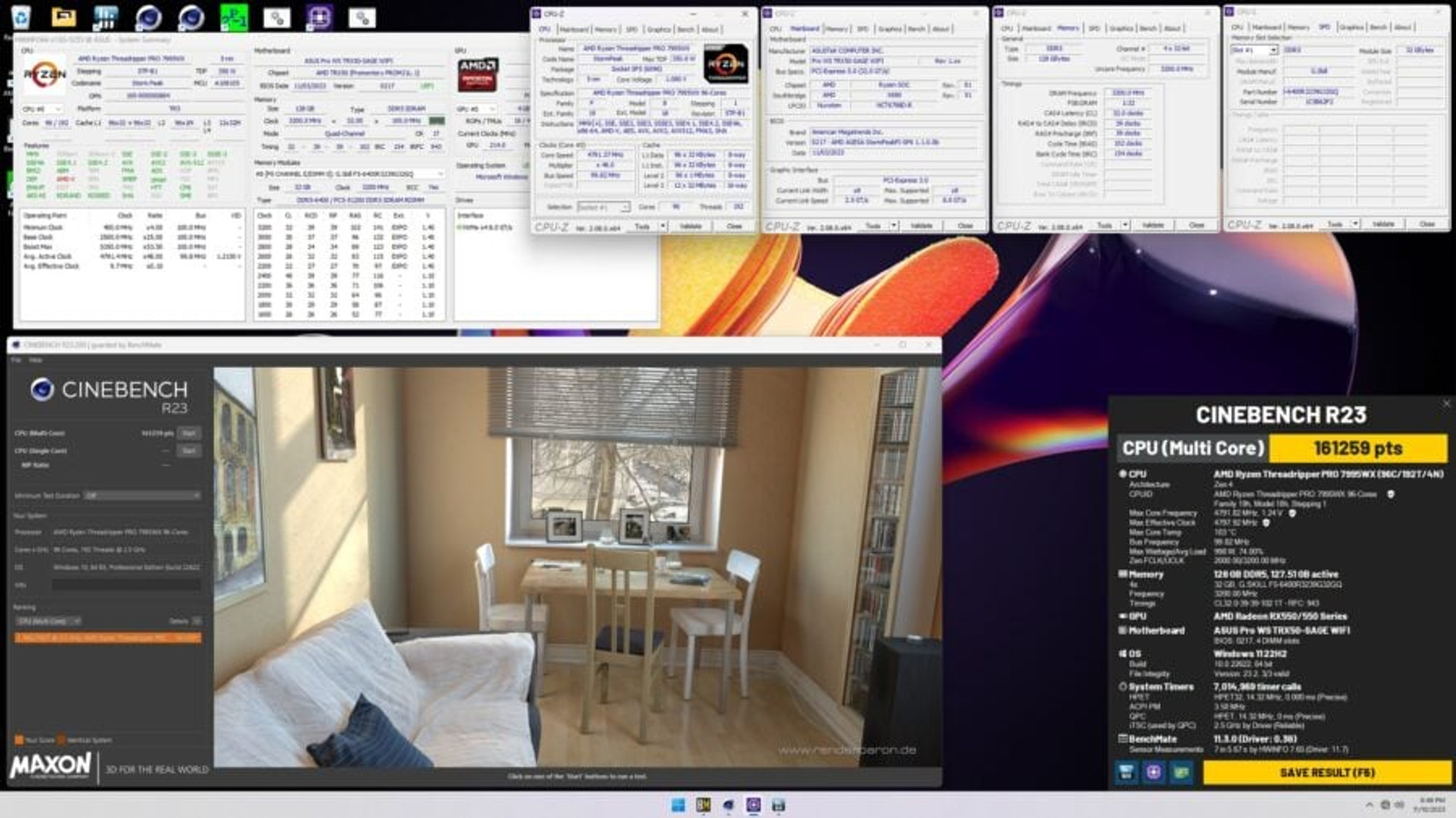 Ryzen Threadripper Pro 7995WX cinebench R23 record