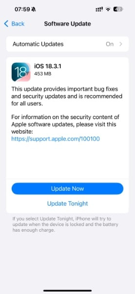 iOS 18.3.1