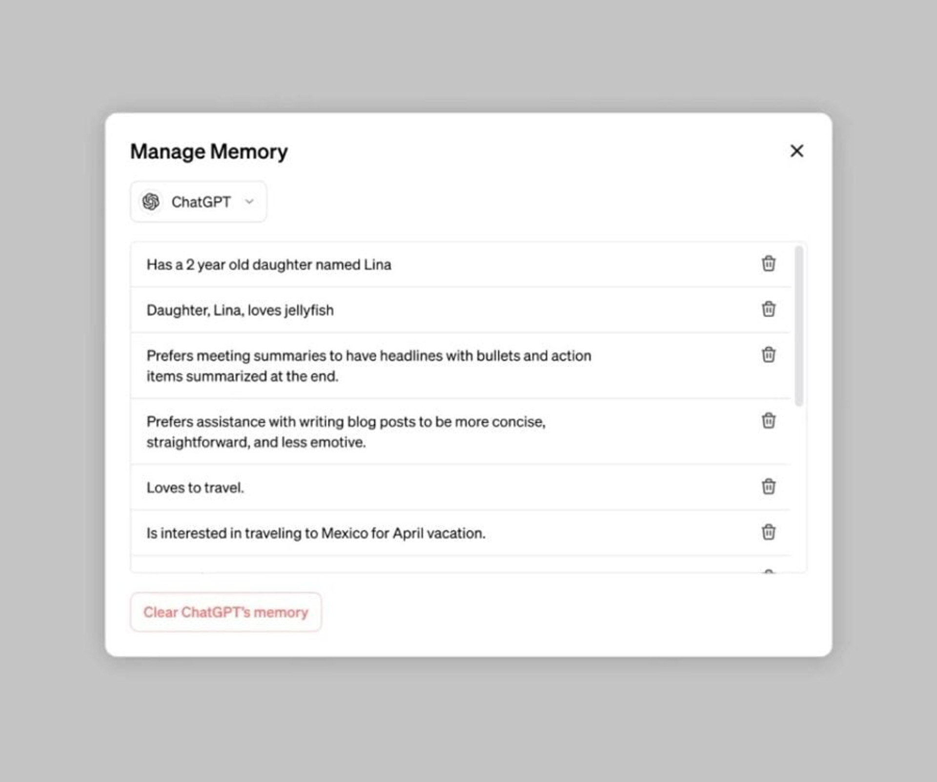 OpenAI ChatGPT memory