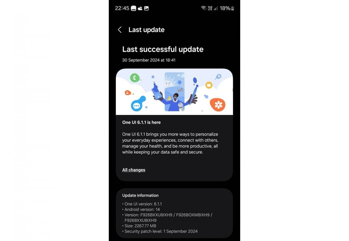 Samsung Galaxy Fold 3 One UI 6.1.1