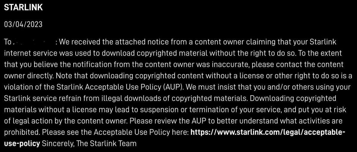 Starlink warning 2