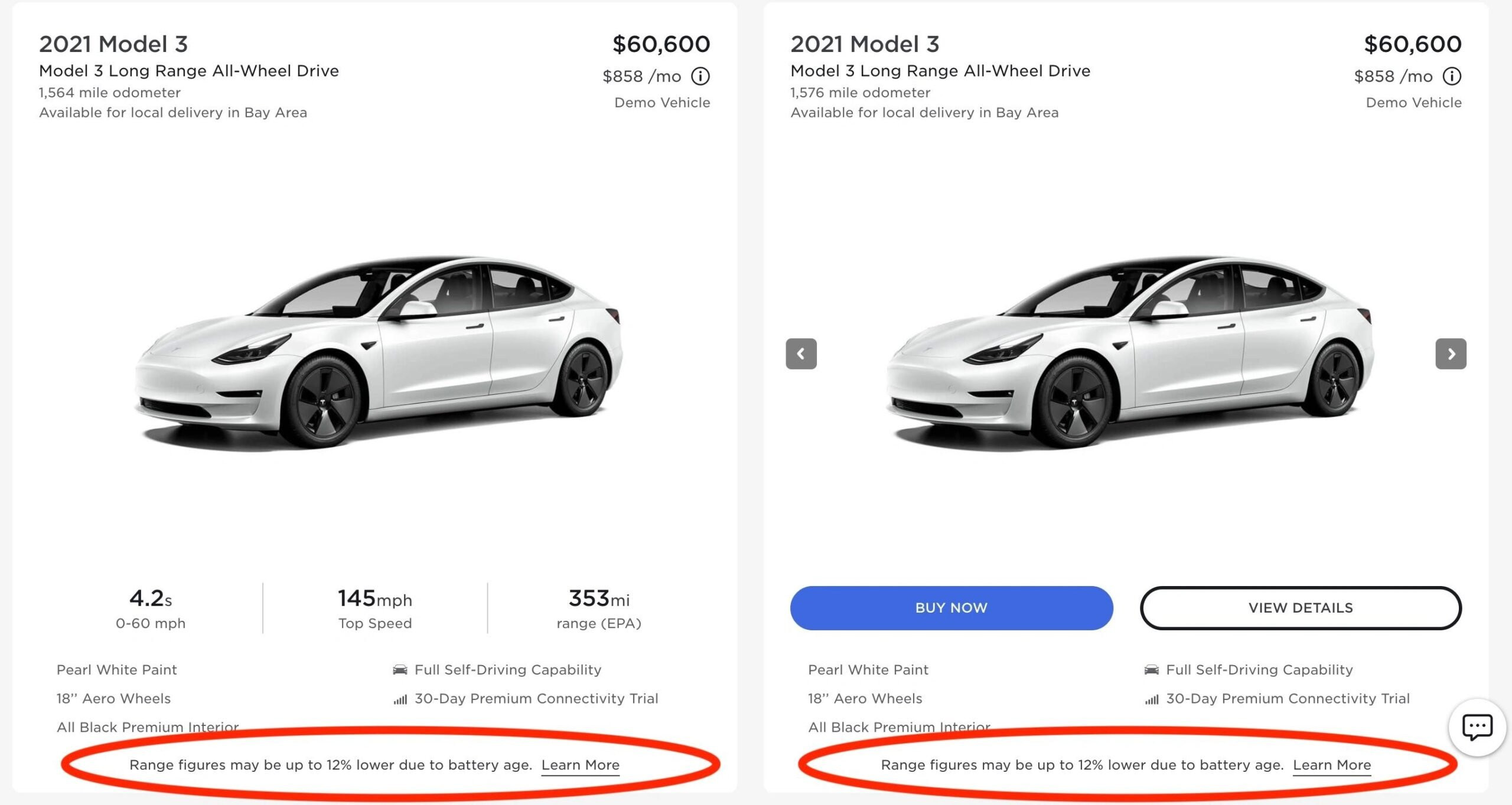 Tesla old battery warning