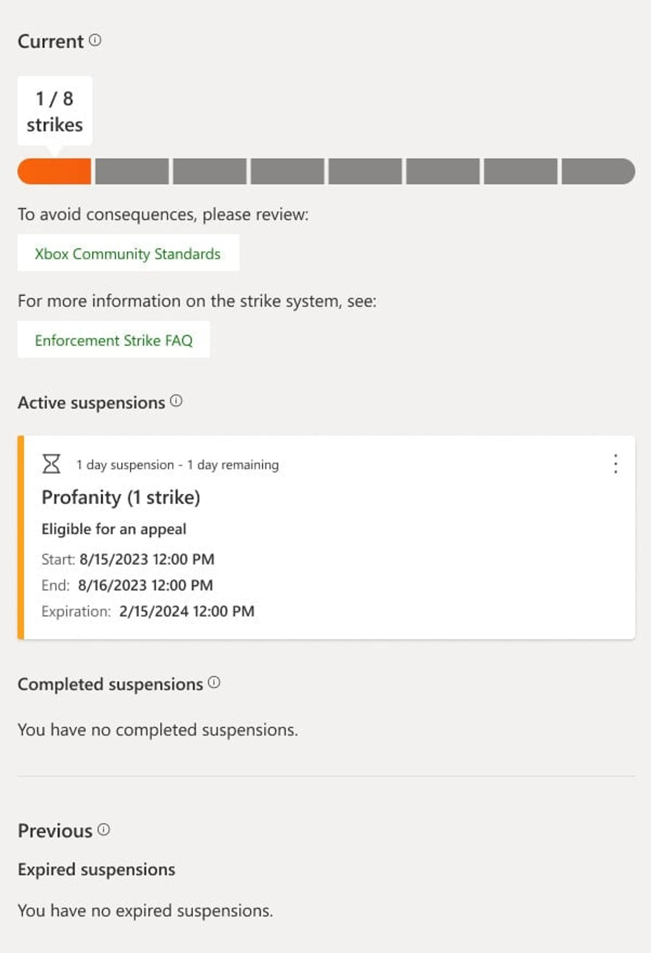 Xbox Enforcement Strike System