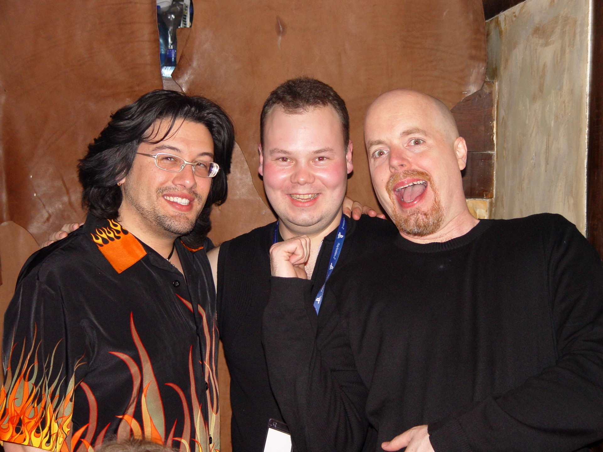 John Romero, Tom Hall and Action Forms audio director Alexei Menshikov. 2004, photo by the author