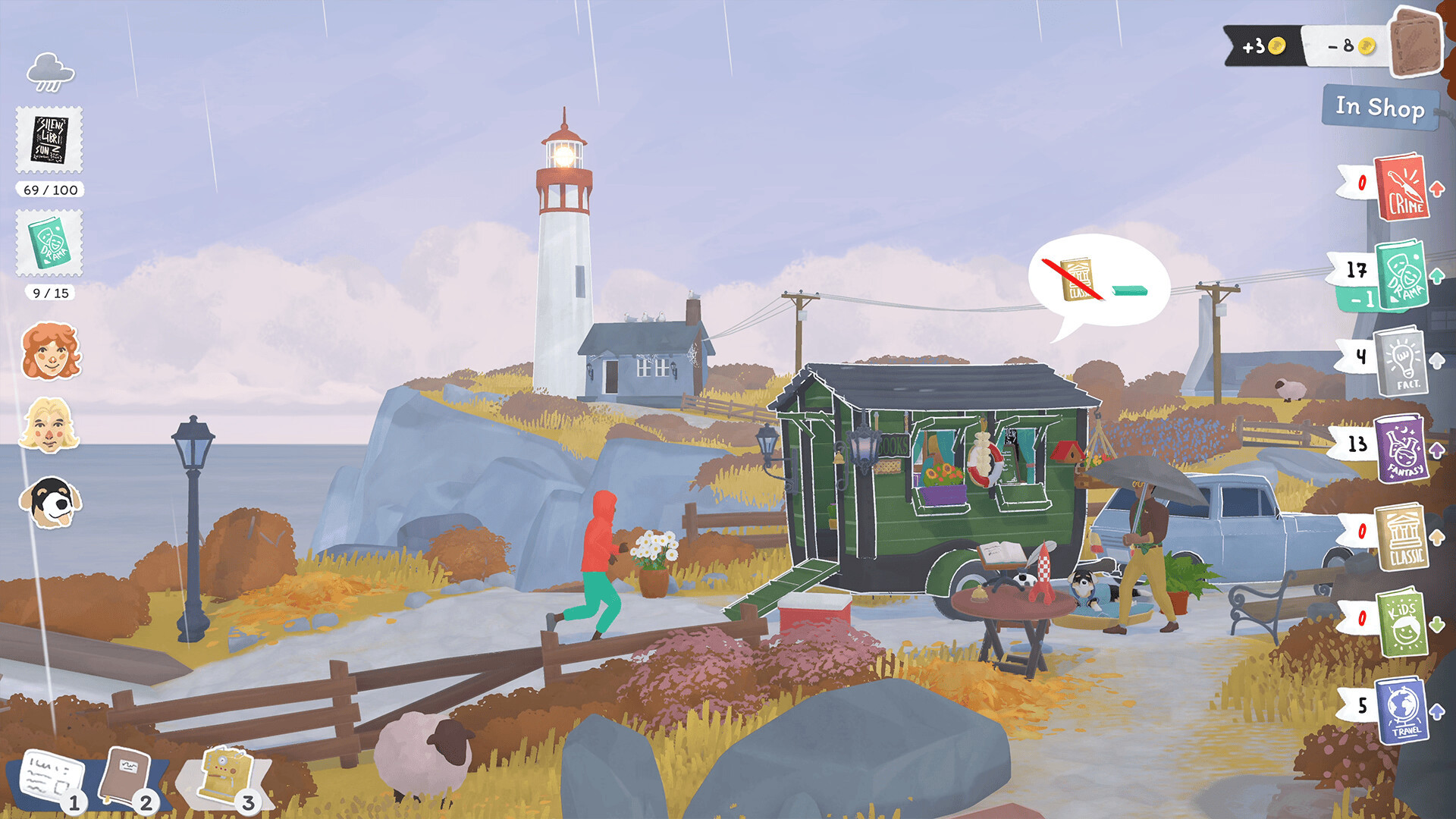 Still from the game Tiny Bookshop
