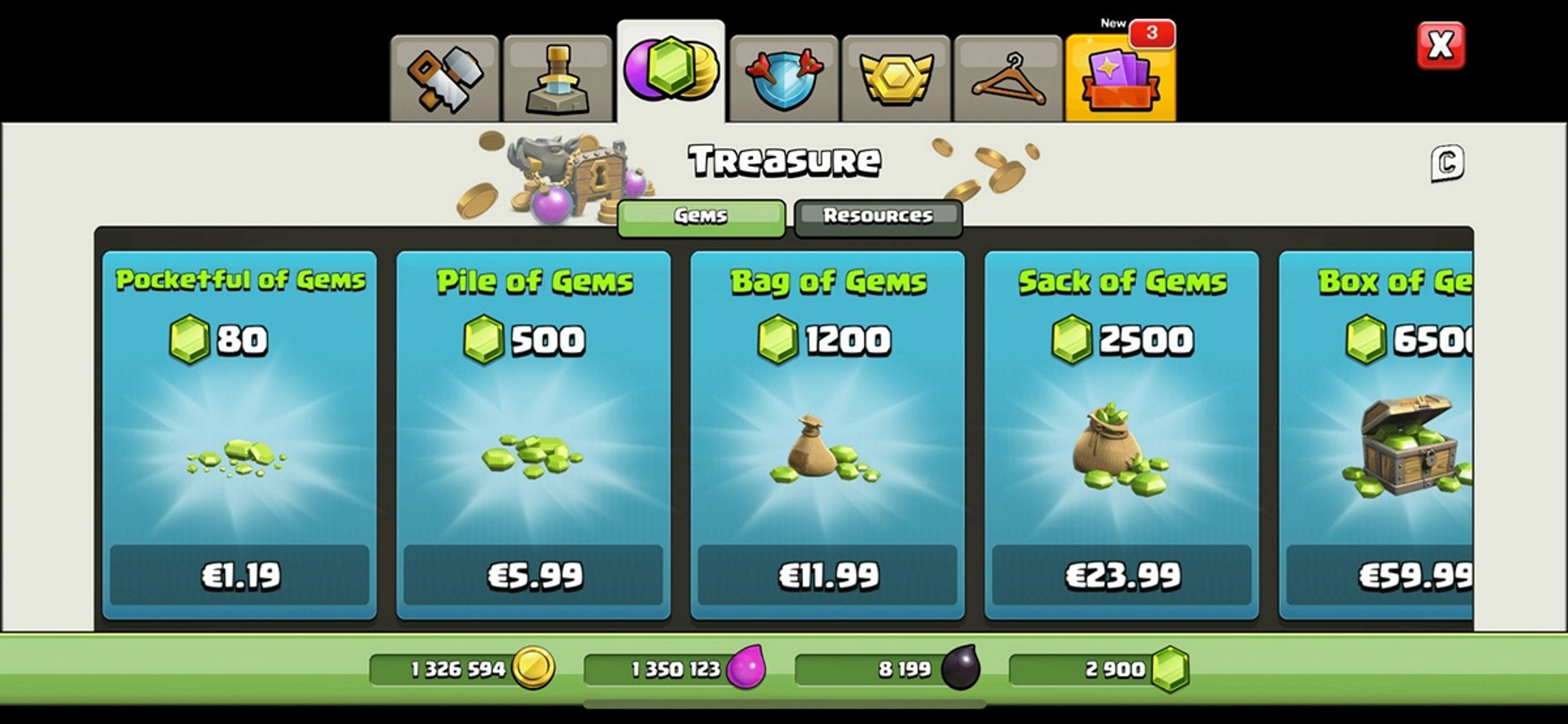 Магазин у Clash of Clans