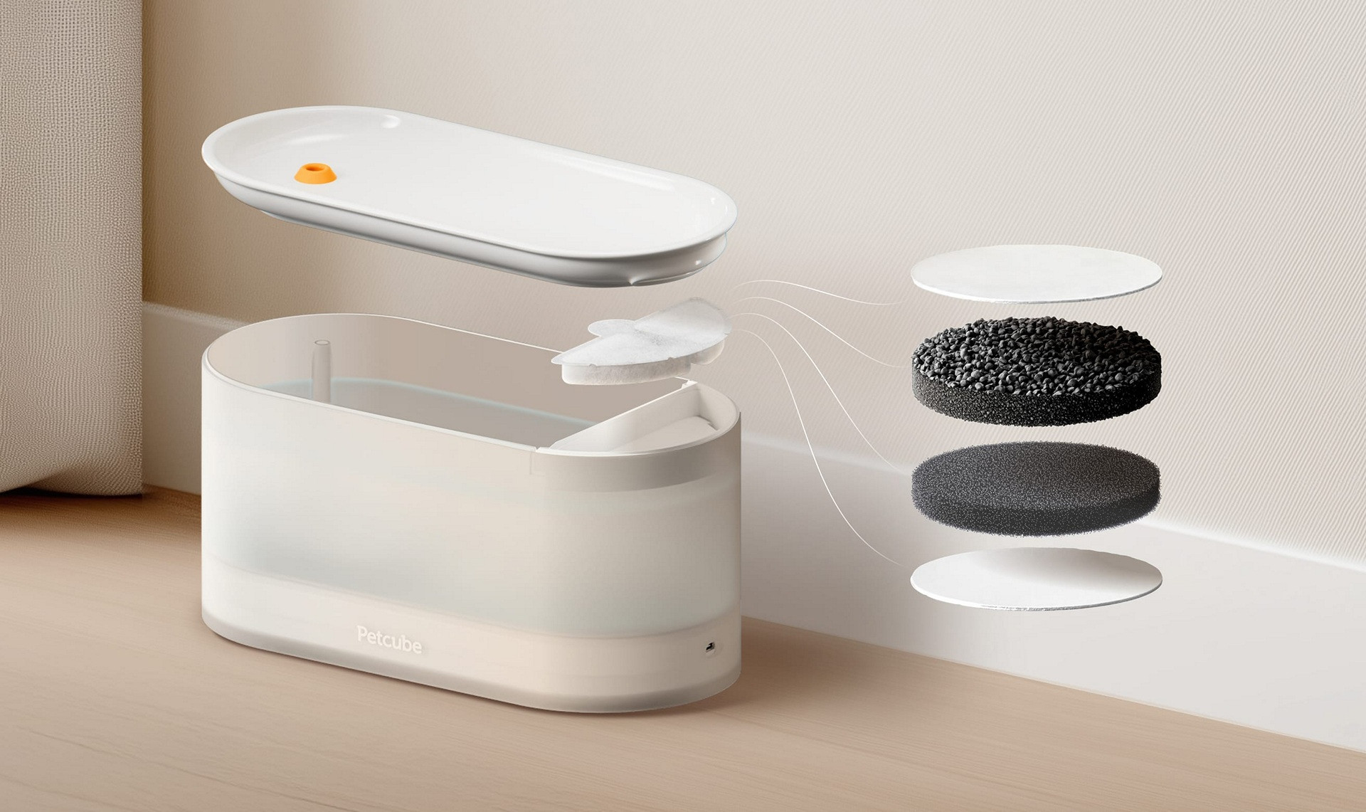 Petcube Fountain filtration system