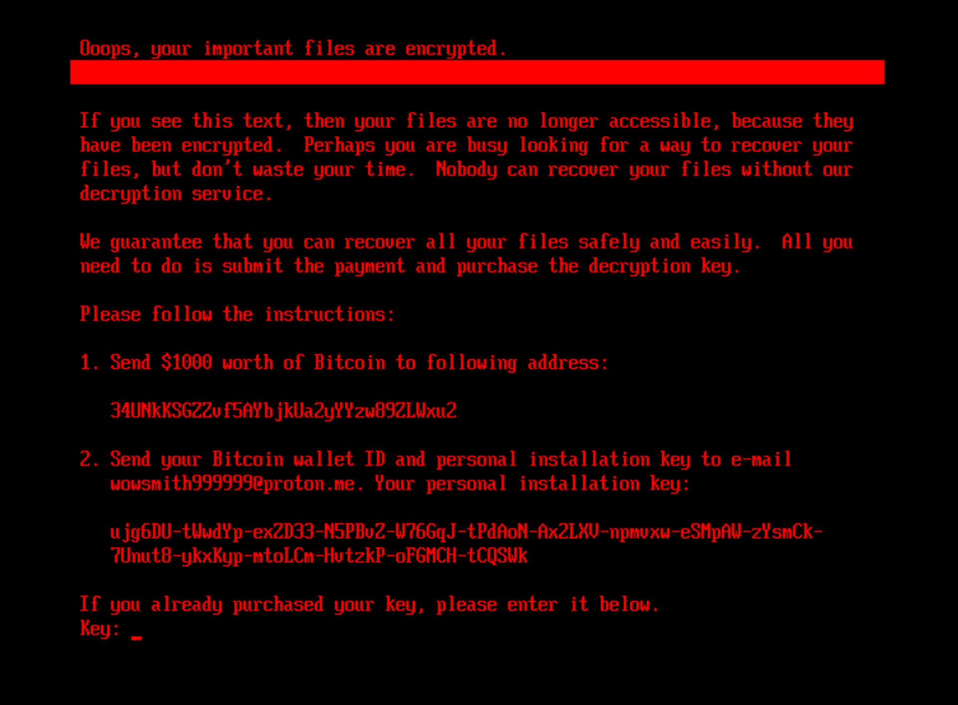 Повідомлення про викуп від HybridPetya