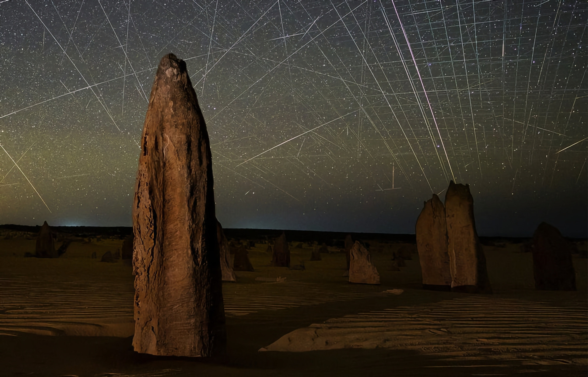 Satellite tracks over Nambung National Park, Western Australia