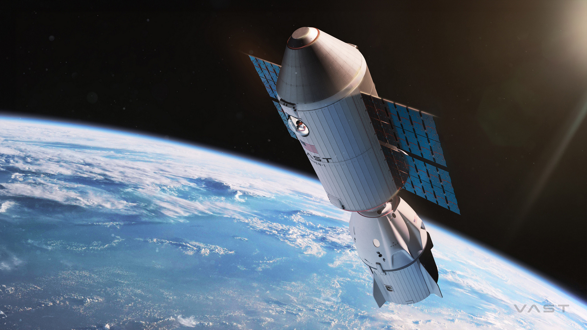 Космічна станція Haven-1 та корабель SpaceX Crew Dragon, рендер, 2024 рік