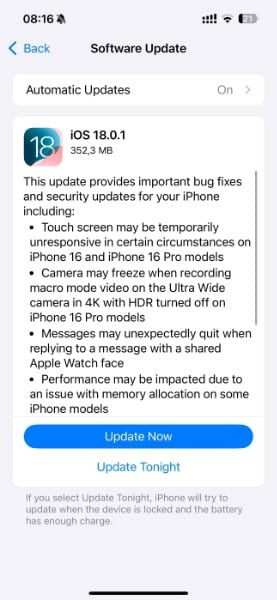 iOS 18.0.1