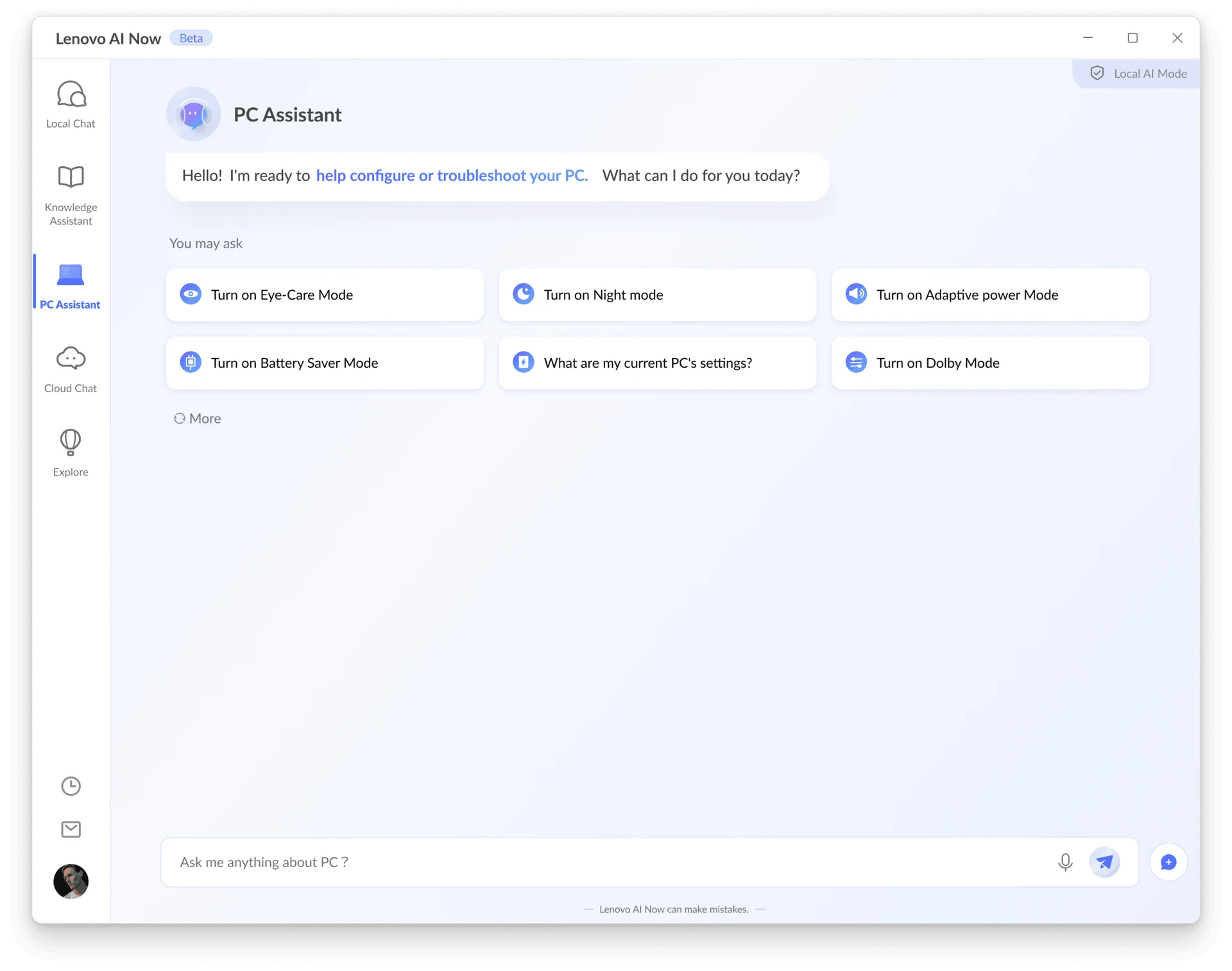 AI Now_PC assistant homepage