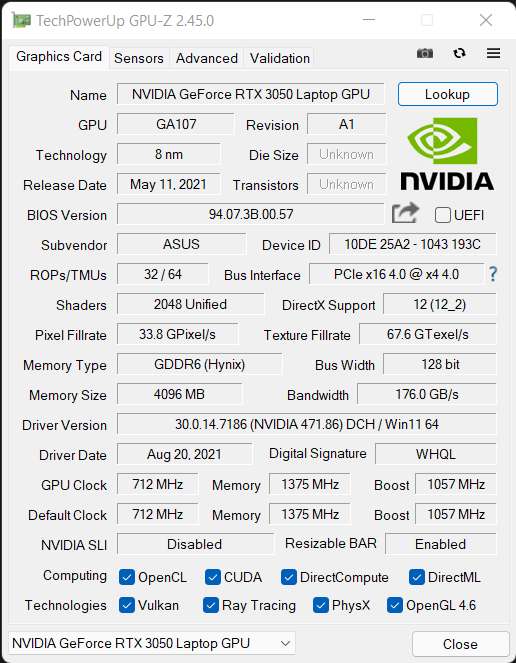 ASUS Vivobook Pro 15 OLED gpu-z_2