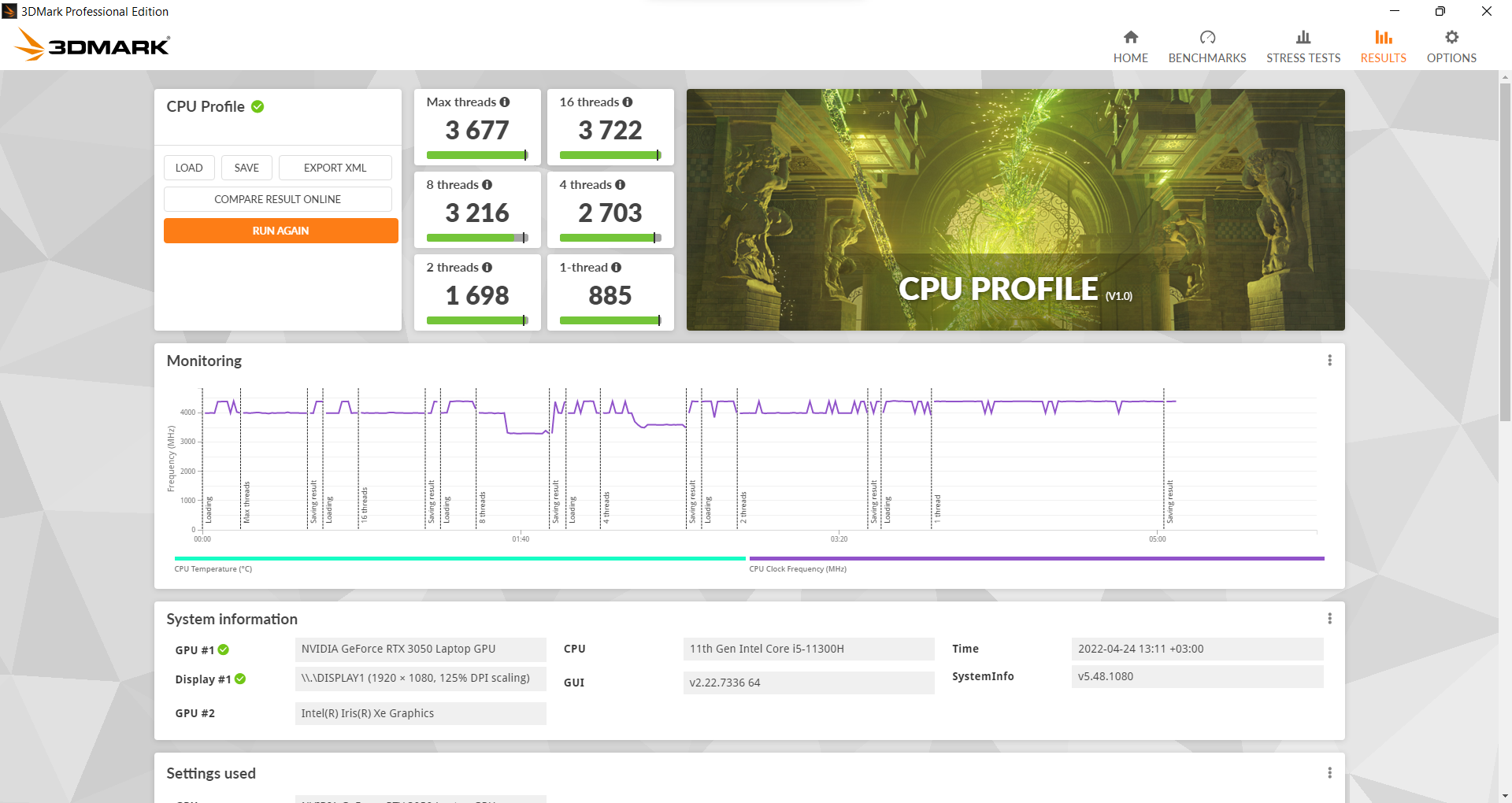 ASUS Vivobook Pro 15 OLED 3dmark_cpu_standard