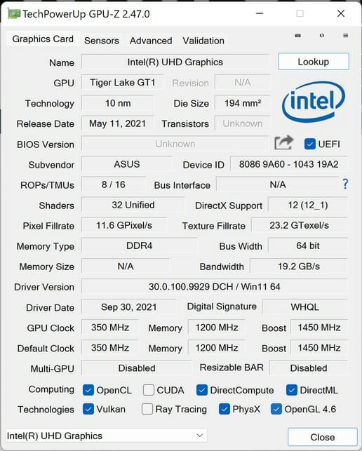 ASUS ProArt Studiobook Pro 16 OLED gpu-z-1