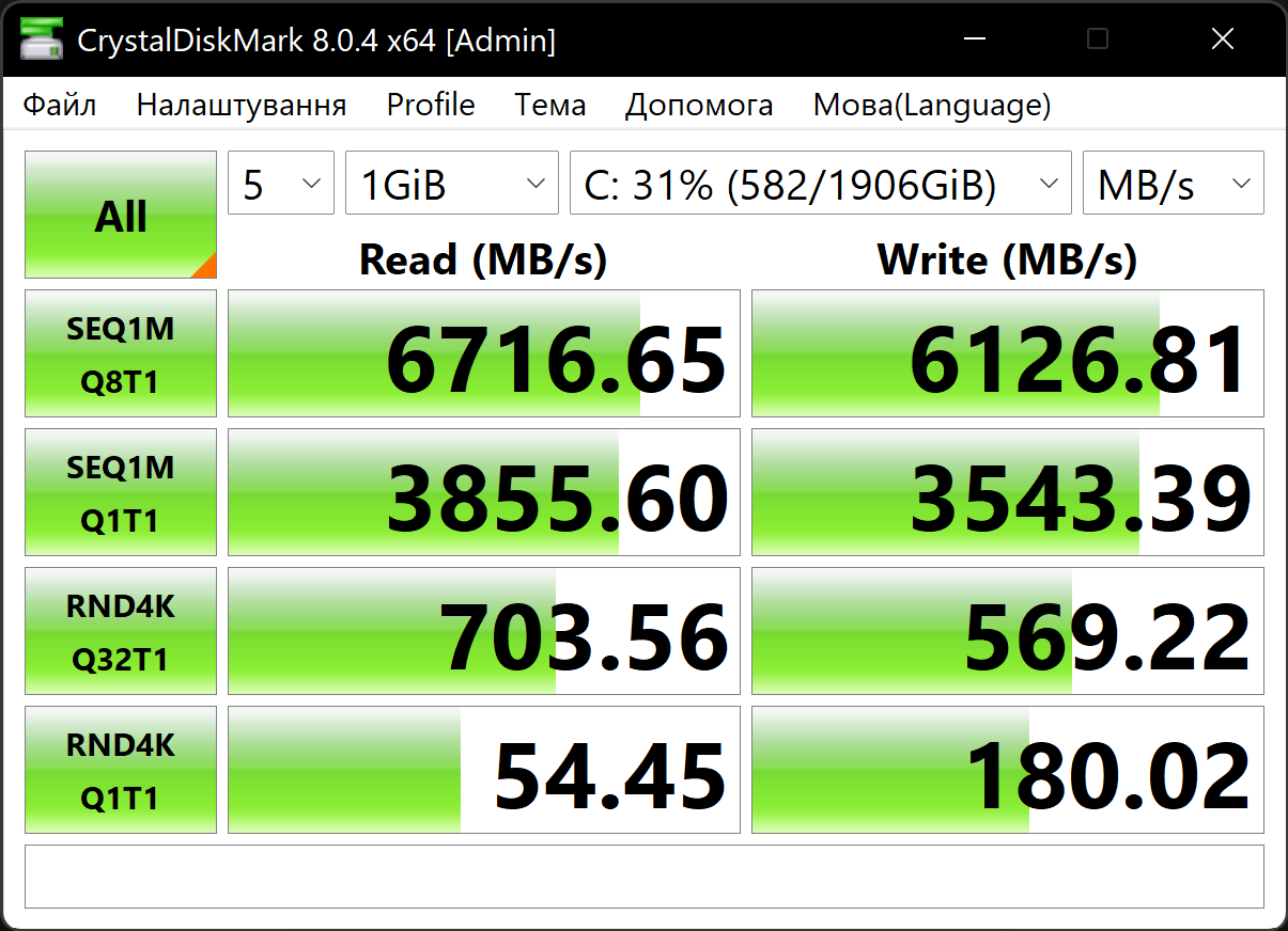 ASUS ProArt Studiobook Pro 16 OLED crystaldiskmark