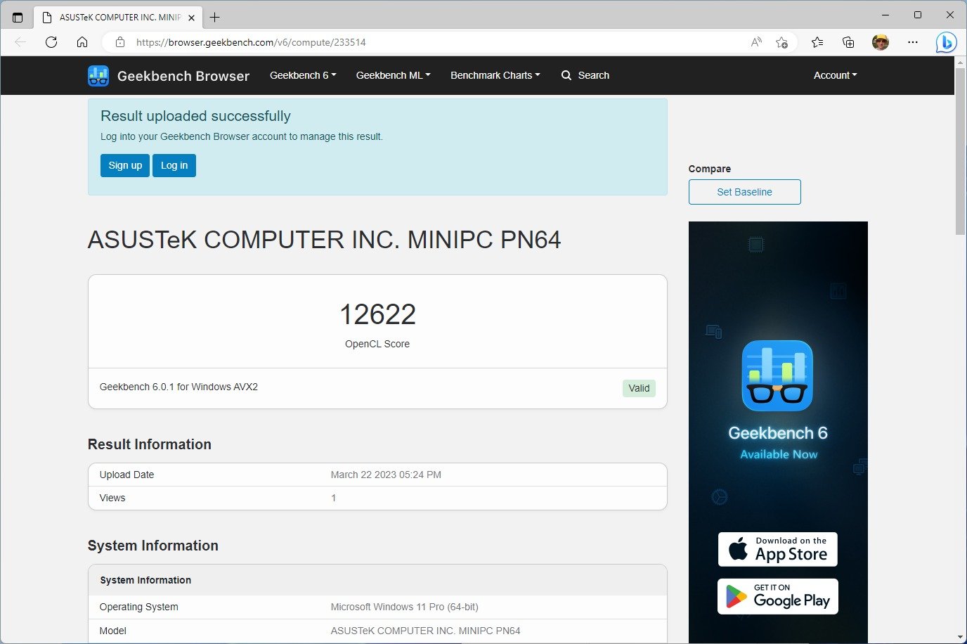 ASUS MiniPC PN64 Geekbench 2_1