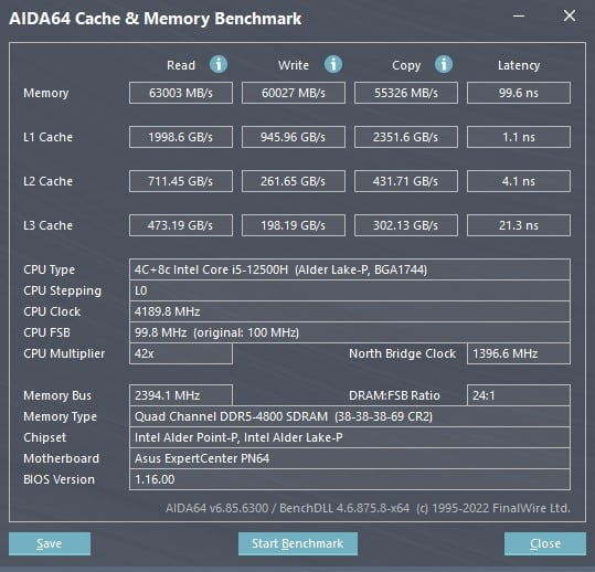 ASUS MiniPC PN64 aida64 memory_1