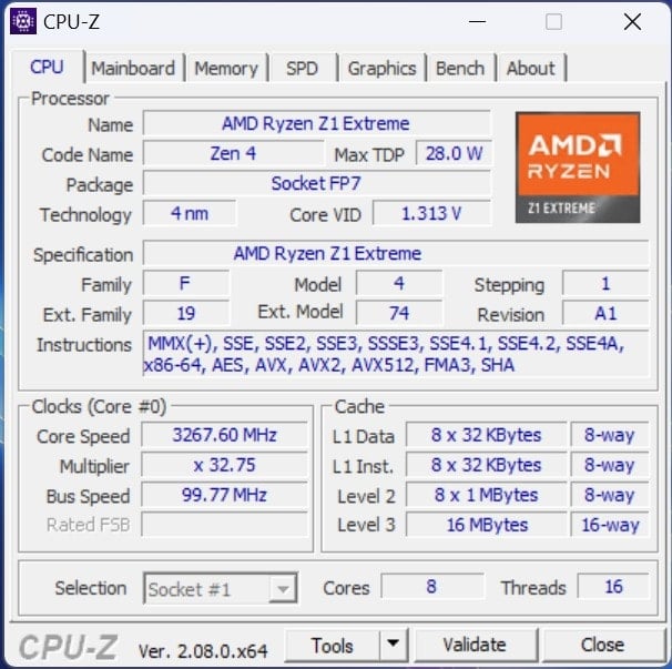 ASUS ROG Ally cpu-z 1_1